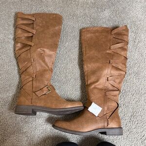 JustFab Tan Over the Knee Boots